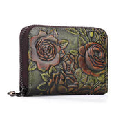 Genuine Leather Card Organ Holder Zipper Multi-card Bit Purse Wallet